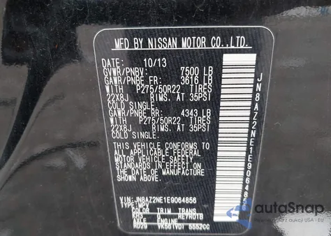 2014 Infiniti Qx80 from USA, damaged, VIN JN8AZ2NE1E9064856